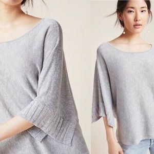 ANTHRO Alicia Shimmer Silver Poncho Knit Top